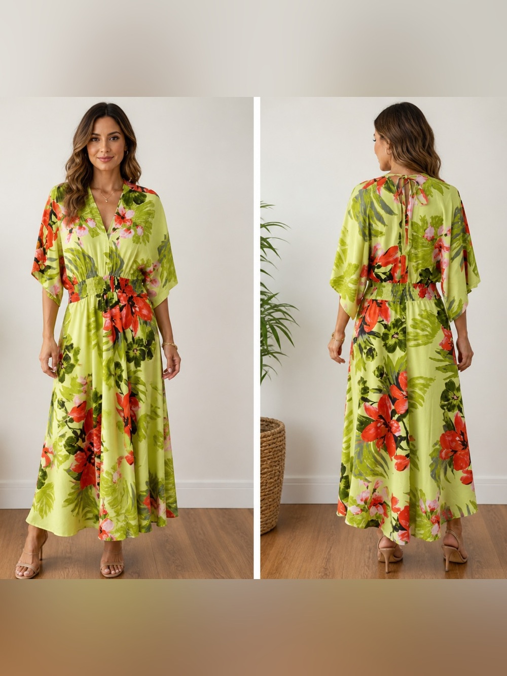 Boemo by Anthropologie Tropical Floral Maxi Dress